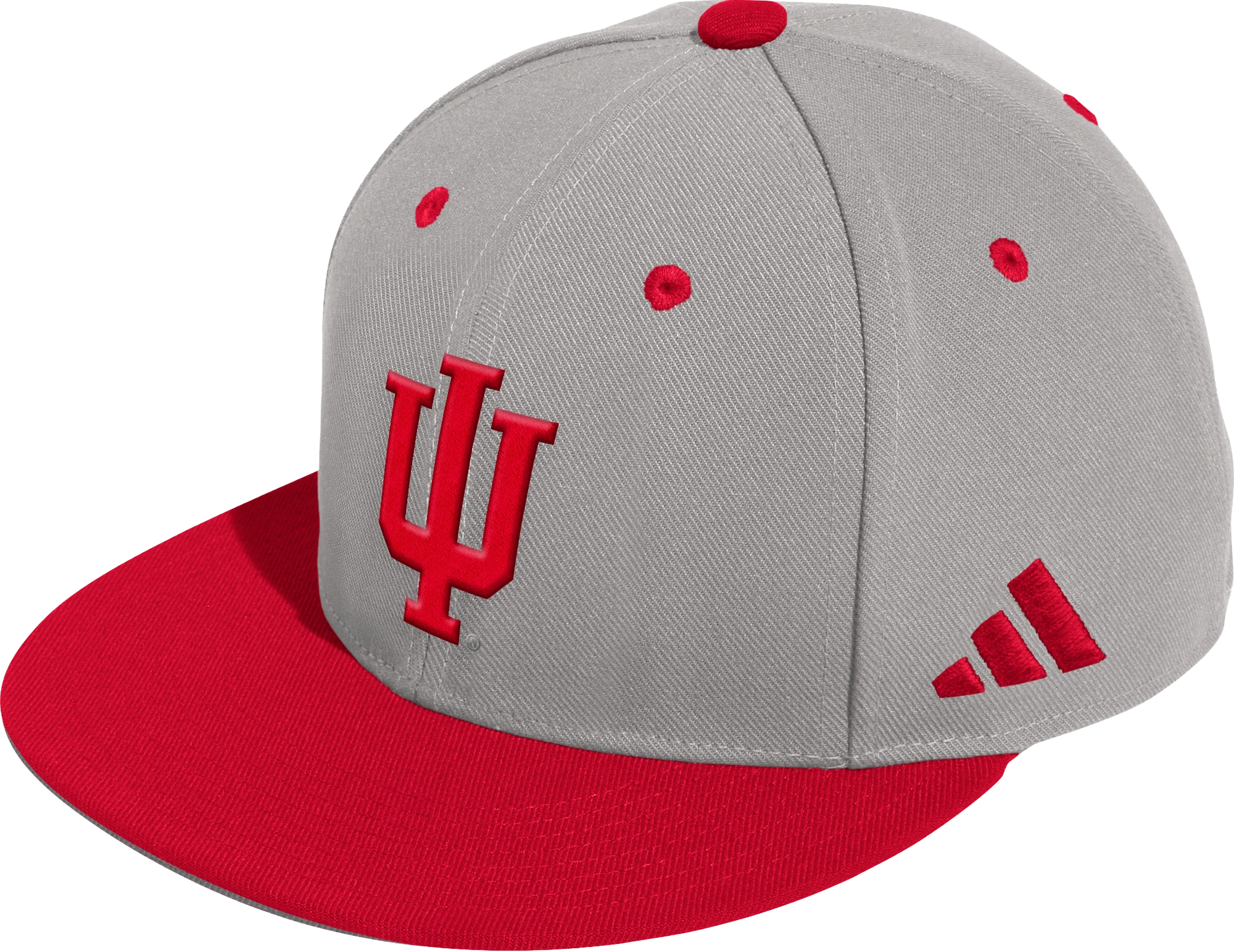 Indiana Hoosiers 2-Tone Fitted Grey and Red Logo Hat