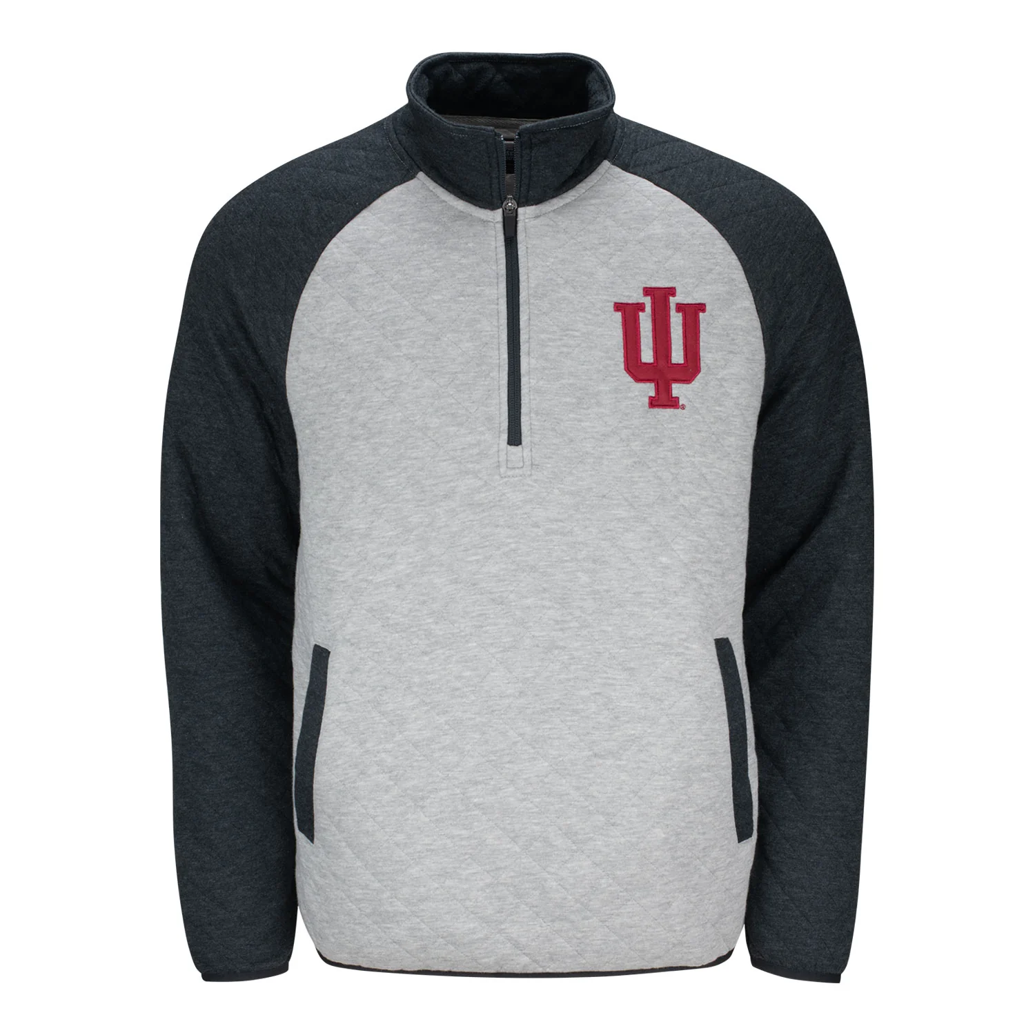 Indiana Hoosiers Slugger 1/4 Zip Grey and Black Jacket - Image 2